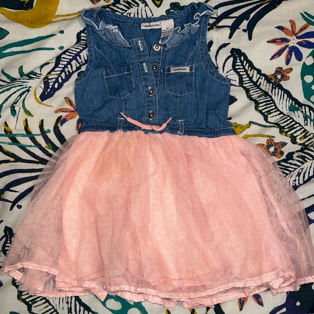 Calvin Klein Blue and Pink Kids Casual Dress